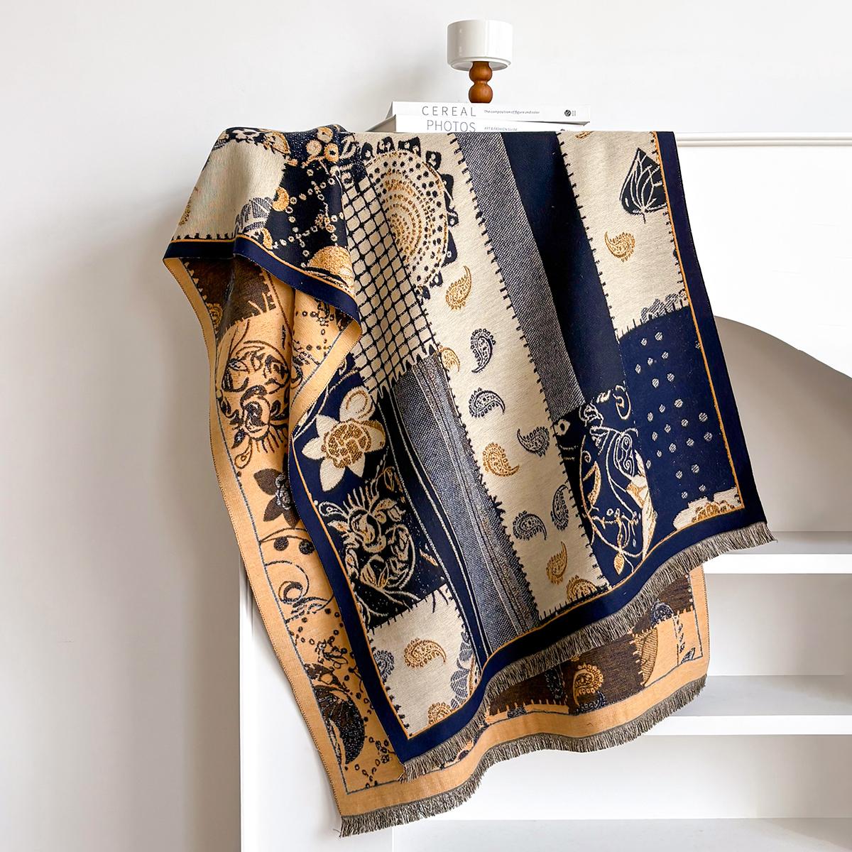 

Женские Шарфы Последнего Дизайна Зимние Двусторонние Жаккардовые из Имитации Кашемира Премиального Качества Толстый Шарф-Палантин Женский Шарф