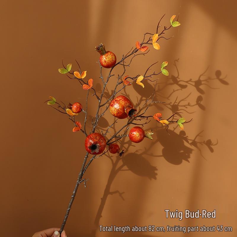 Persimmon and Pomegranate Faux Flower Arrangement for Living Room or Foyer