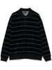 Beams Men's Wide Fit Velvet Striped Polo Shirt, Black, Size L (11120212639)