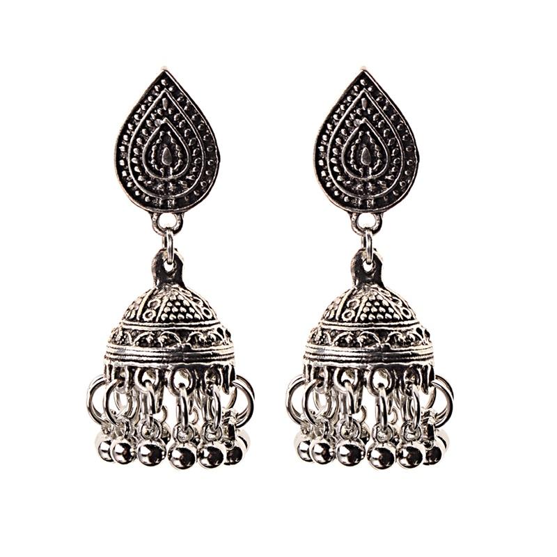 Indisk Jhumka Gypsy Zircon Boho Vintage Etnisk Dame Øredobber Hul Hengende Øredobber For Kvinner boucle d’oreille 2020
