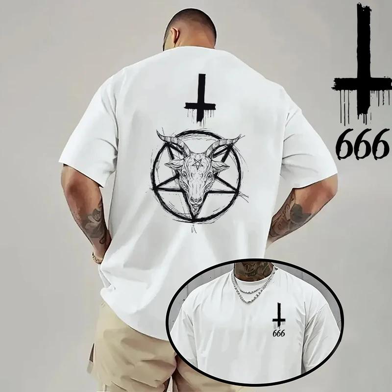 2026 Unisex Tshirt Satan Inverted Cross Print Gothic Streetwear Spring Summer Casual Tee Shirt 8 Styles Unisexs Clothes