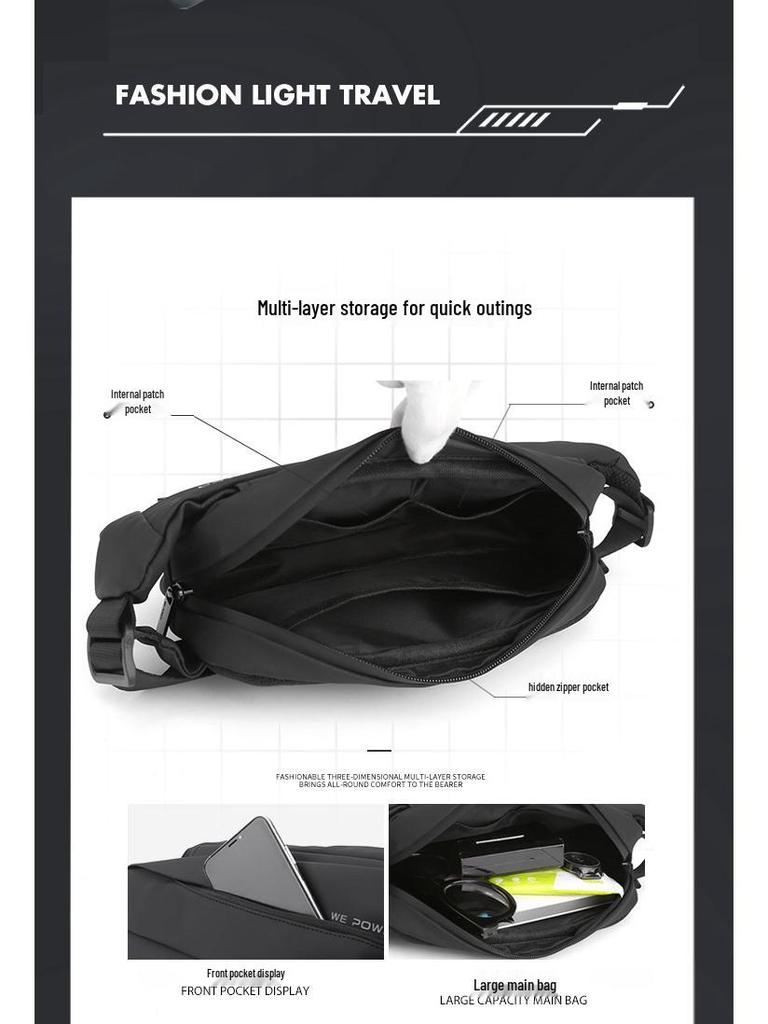 WePower Męska Modna Torba na Klatkę Piersiową: Torba crossbody, Torba biodrowa do sportów outdoorowych, Plecak o dużej pojemności.