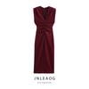 Jnleaog New Arrival Women's Clothing Fashion Style French Design Ruched Sleeveless Waist Midi Skirt Dress 2371650