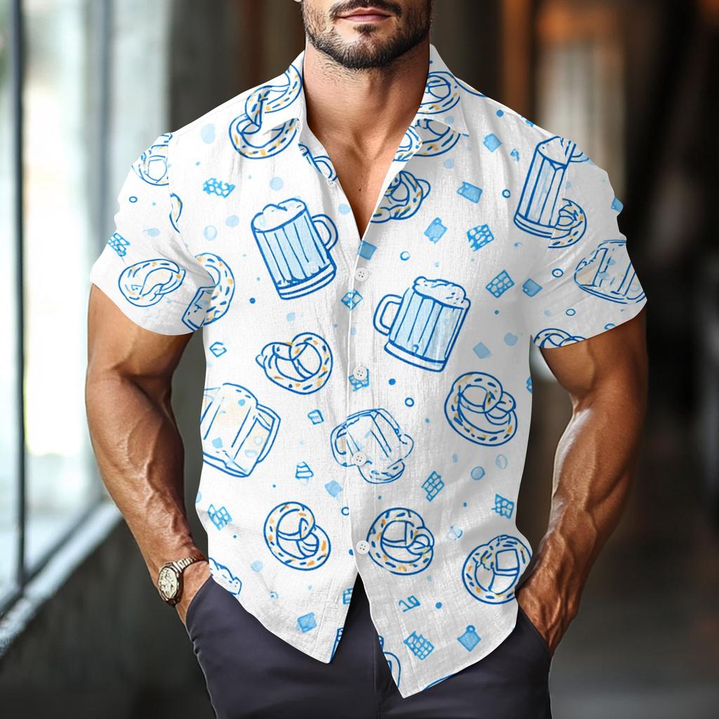 Men's Casual Casual Independence Day Print Short-sleeved Shirt