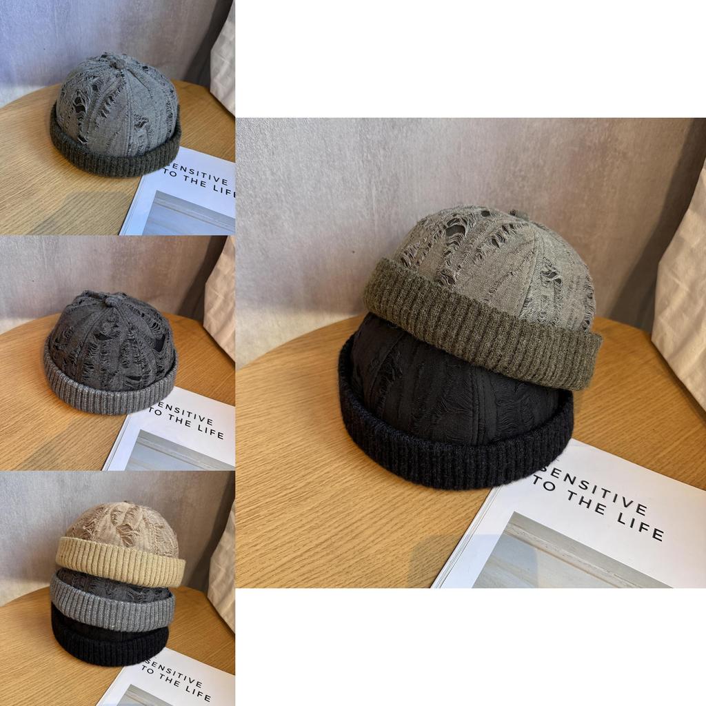Japanese Retro Cap With Distressed Details And Wind Resistance For Fall And Spring Fashion