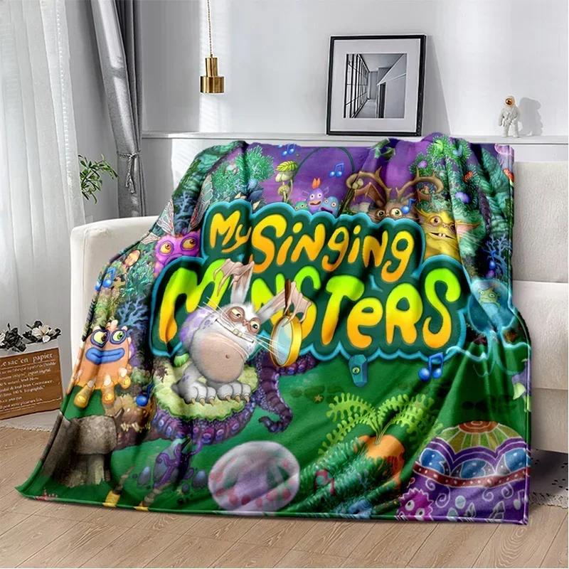 My Singing Monsters Videospiel-Cartoon-weiche Plüschdecke, Flanelldecke, Überwurfdecke für Wohnzimmer, Schlafzimmer, Bett, Sofa, Picknick