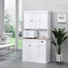 180cm Freestanding Kitchen Cabinet, Modern Storage Cupboard with Open Countertop, Drawer and 6 Doors, White