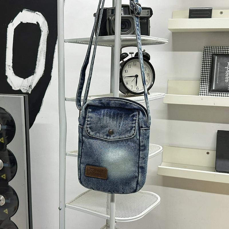 Vintage Denim Simple Crossbody Bag for Women Men Fashi Mini Shoulder Bag Comfortable and Versatile Texture Travel Phe Bag