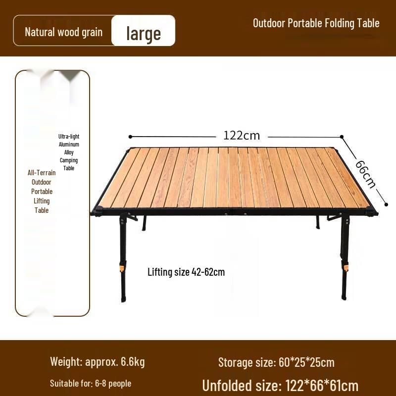 ZISIZ Outdoor Height-Adjustable Roll-Up Table