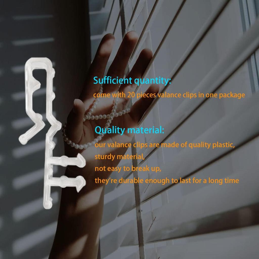 20 Pcs Valance Clips for Blinds, Hidden Blind Clips, 2.1 Inch Hidden Channel Valance Clips, Hidden Blind Clips, Mini Blind Valance Clips, Hidden