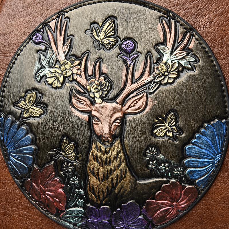 Printed Large Capacity Backpack Women's Retro PU Backpack