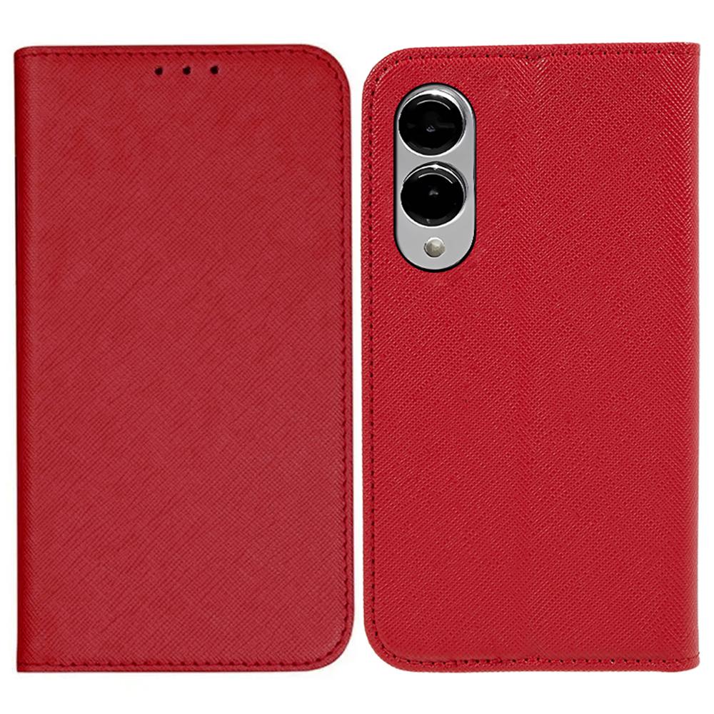 

For Samsung Galaxy S25 Edge Case Cross Texture Leather Phone Cover Hidden Magnetic Red
