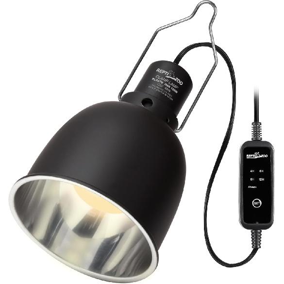 REPTIZOO Светильник для рептилий с таймером, 5,5-дюймовый светильник с глубоким куполом с контроллером таймера лампочки, крышка с оптическим отражением для рептилий