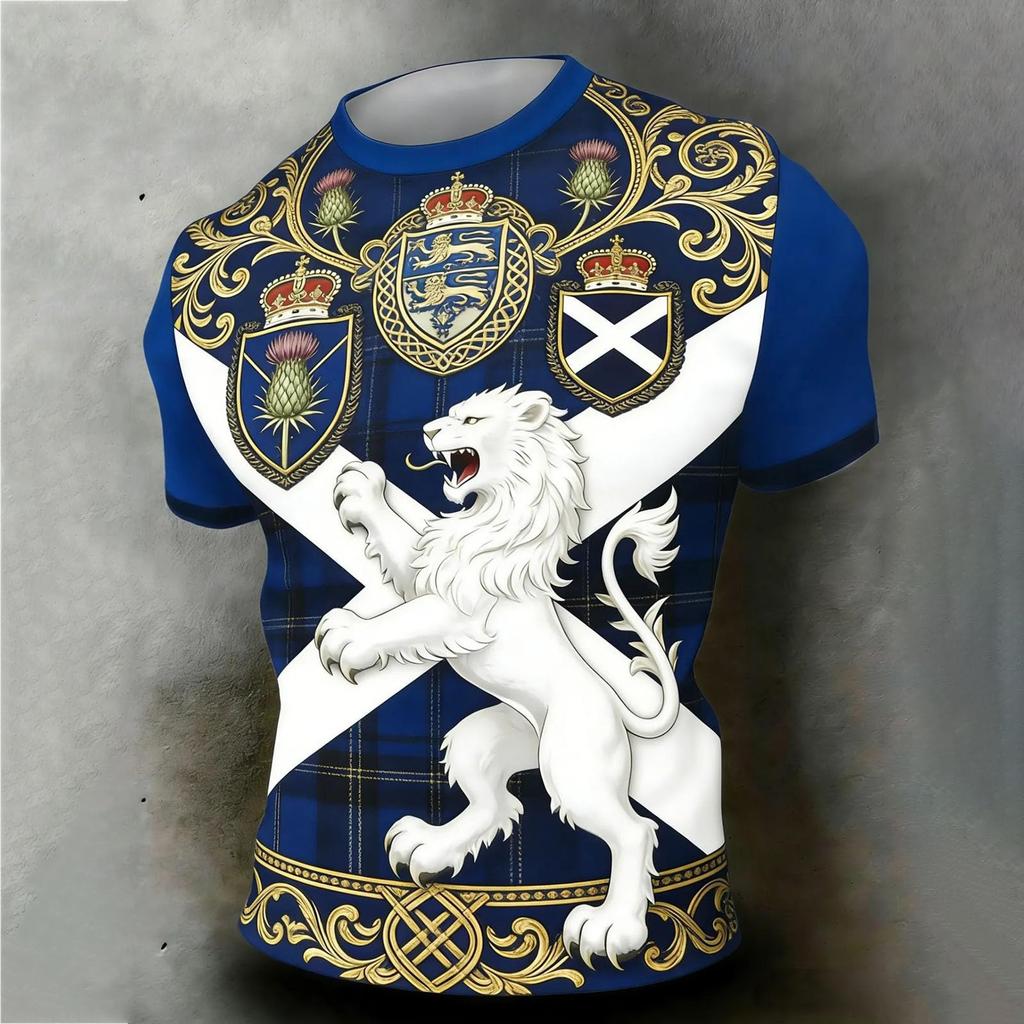 Men's Casual Scottish Themed Short Sleeve Top 2026 Merchandise Football Shirt Comfortable Fit
