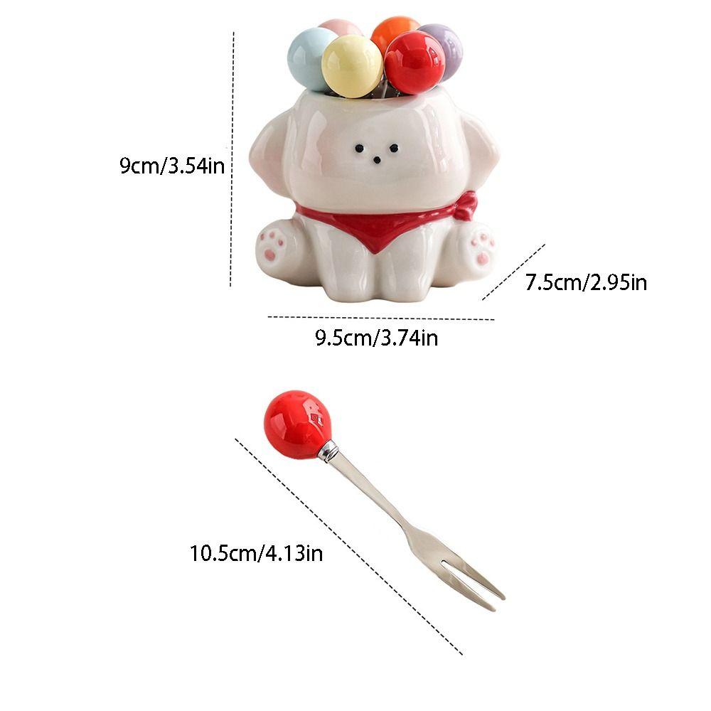 Storage Jar Dog Fruit Fork Set Cute Candy Fork Home Decoration Food Picks  Home Dessert