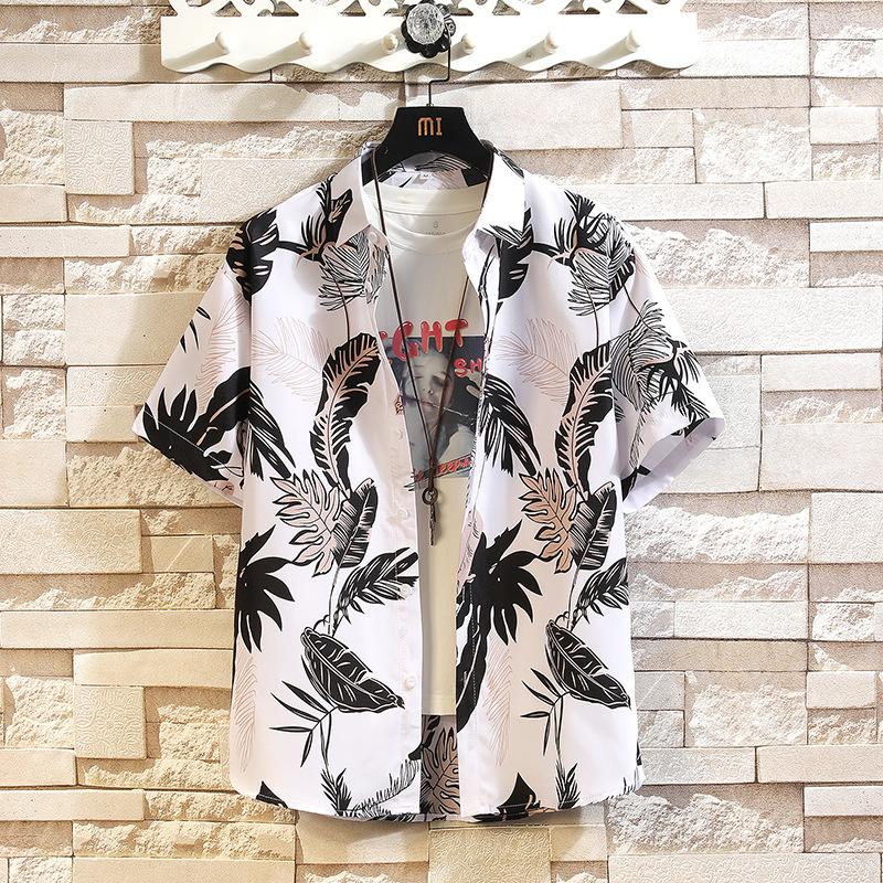 Men's floral shirt men's short-sleeved summer casual Hawaiian beach shirt