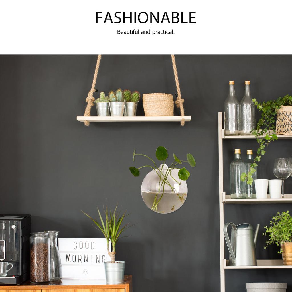 Hanging Hydroponic Vase Clear Glass Wall Mounted Terrarium for Lucky Bamboo Plant Propagation Small Fish Bowl Indoor Decor