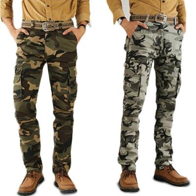 Men Spring Army Green Fashion Cargo Pants Crotch Jogger Patchwork Pants Male Easy Wash Big Camouflage Cargo Trousers