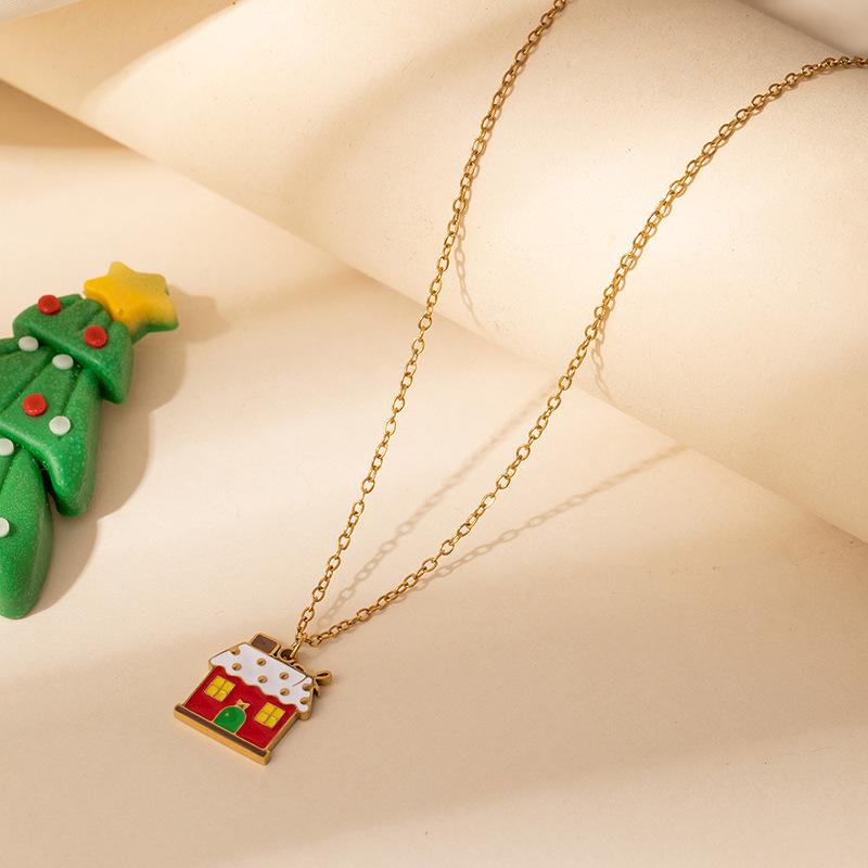 European & American Christmas Bell Tag Pendant Necklace - Non-fading Titanium Steel Clavicle Chain, New Style.