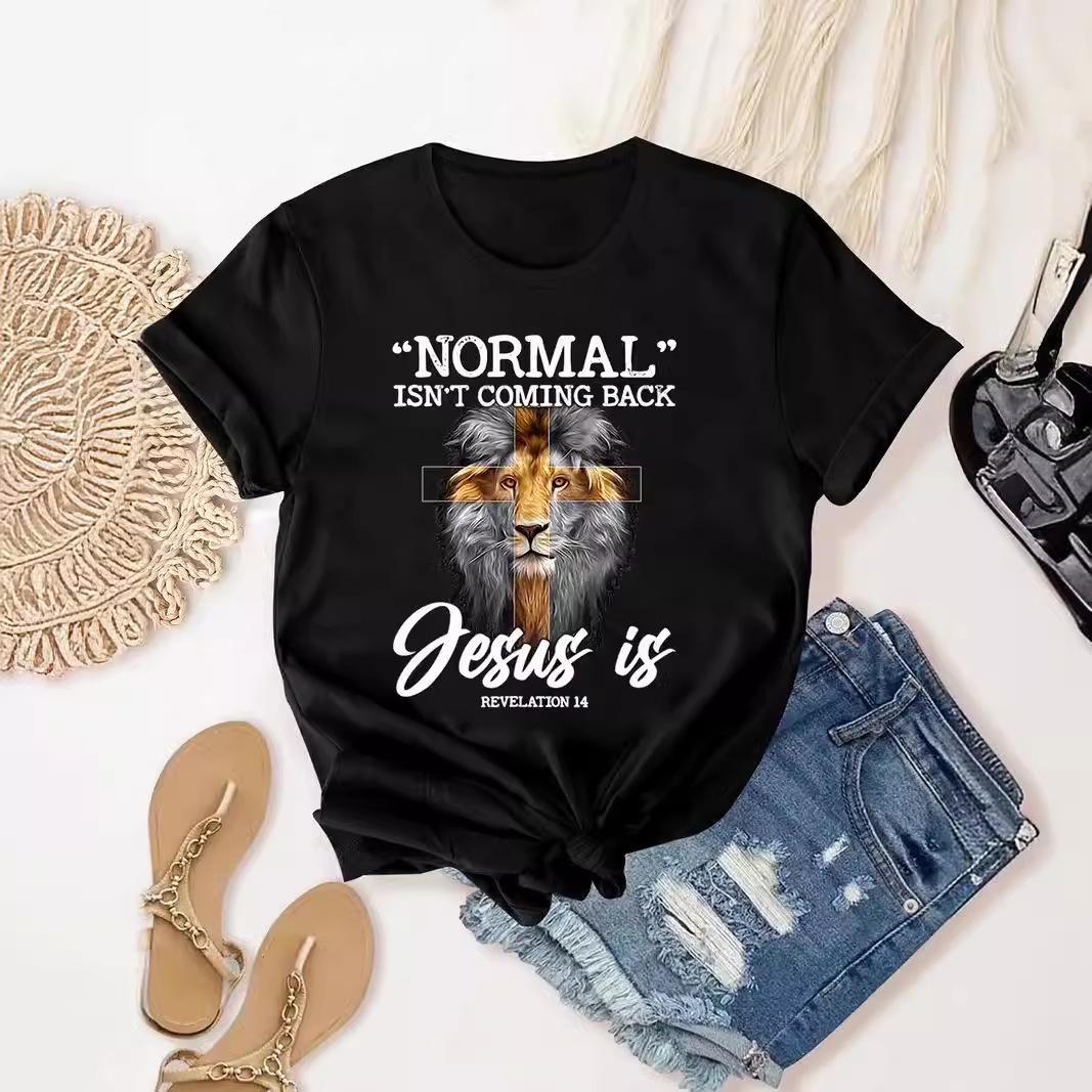 

Women s 2024 Short-Sleeved Printed Tops, European & American Style M