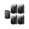 Wireless Doorbell: Battery/DC Powered, No Plug-in, 1 Transmitter & 4 Waterproof Receivers for Home Use