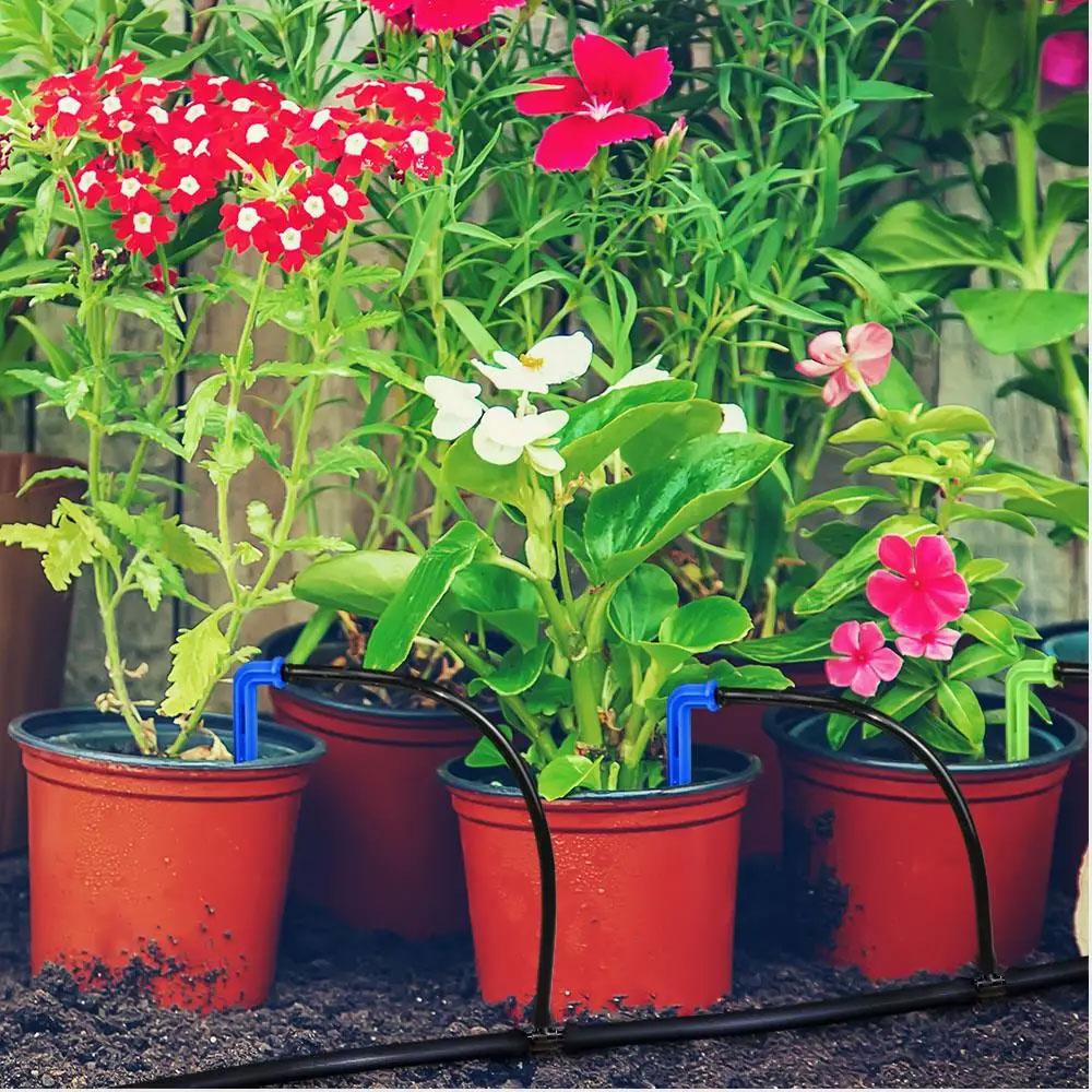 30-200pcs Garden 3/5mm Hose Bend Arrow 1/8'' Blue Drip Emitter Dripper Water Saving Sprinkler for Greenhouse Bonsai Micro Irrigation