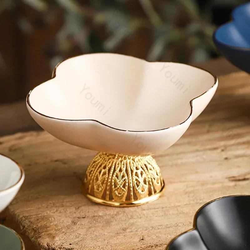 Light Luxury Creative Ceramic Plates Household Party Fruits Snack Plate Coffee Shop Exquisite Dessert Plate Unique Tableware