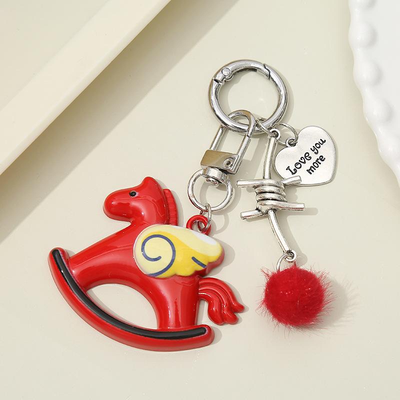 

Cute Colorful Love Swinging Horse Pendant Keychain Creative Horses Mobile Phone Rope Backpack Decoration Pendant Accessories as the picture