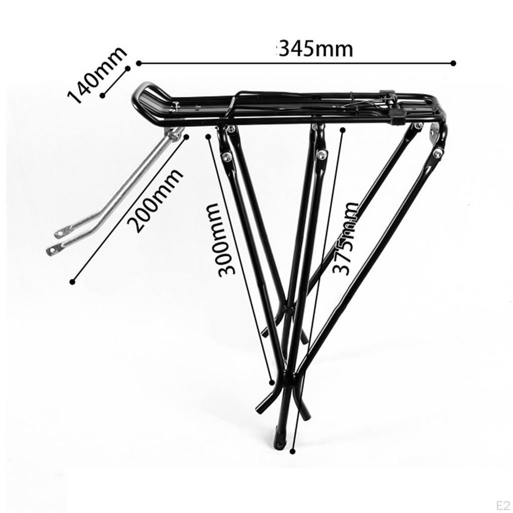 Mountain Bicycle Rear Carrier Cargo Rack 25kg Load Thick Tubing Aluminum with Side Guards