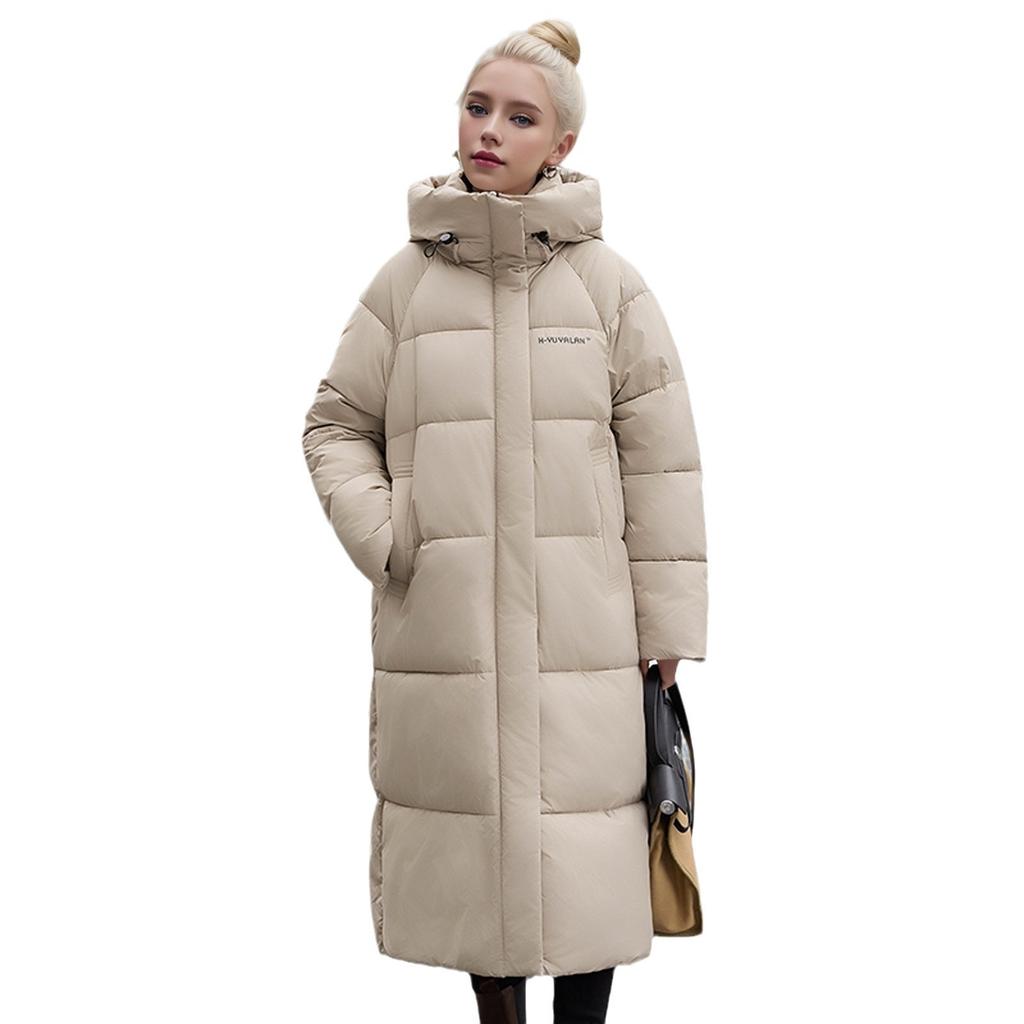 Down Cotton-padded Clothes Women's Long Knee-over Hooded Loose Thickened Windproof Cotton-padded Jacket