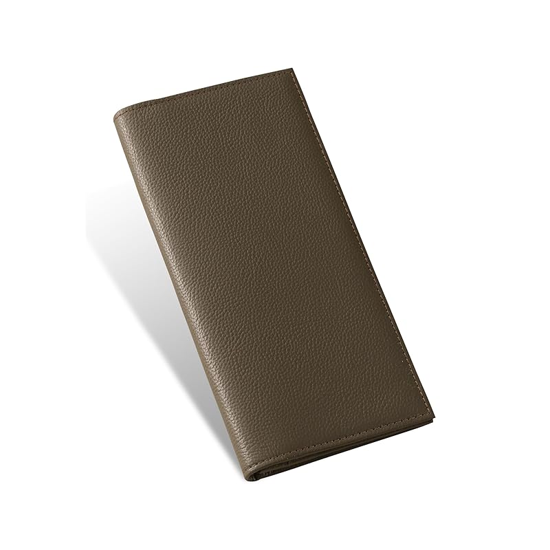 

[Business Leather Factory] Long wallet (no coin purse) Water repellent original leather cow leather unisex thin 17 pockets (black olives)