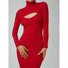 High Neck Sexy Cut Out Silm 5 Colors Knitting Dress