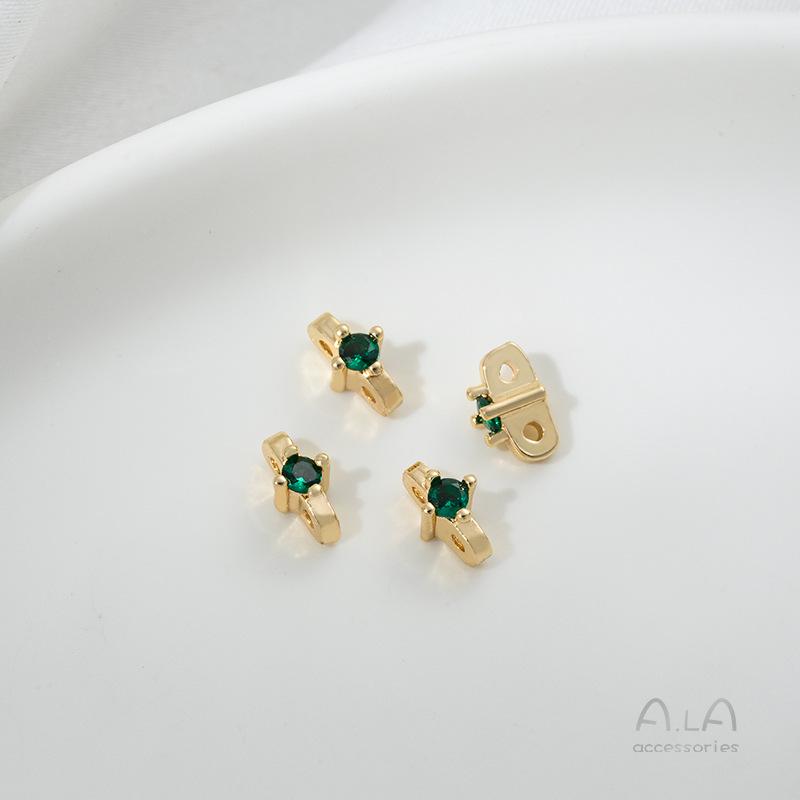 

Позолоченные 14K циркониевые бусины-спейсеры с двойным рядом отверстий для изготовления украшений своими руками