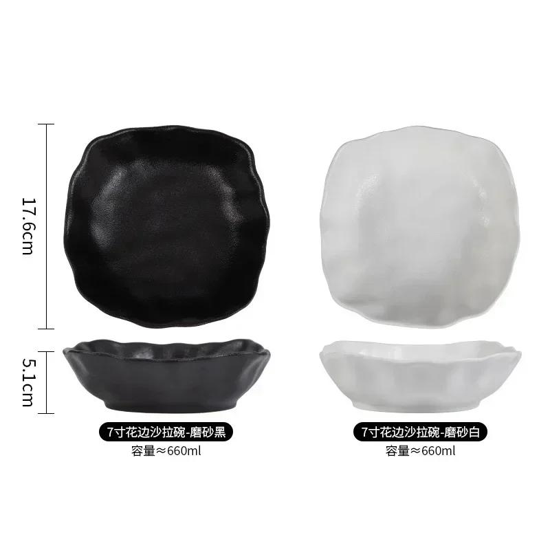 Frosted ceramics black white salad bowl household Hotels restaurant breakfast dinner Desserts porcelain square tableware bowls