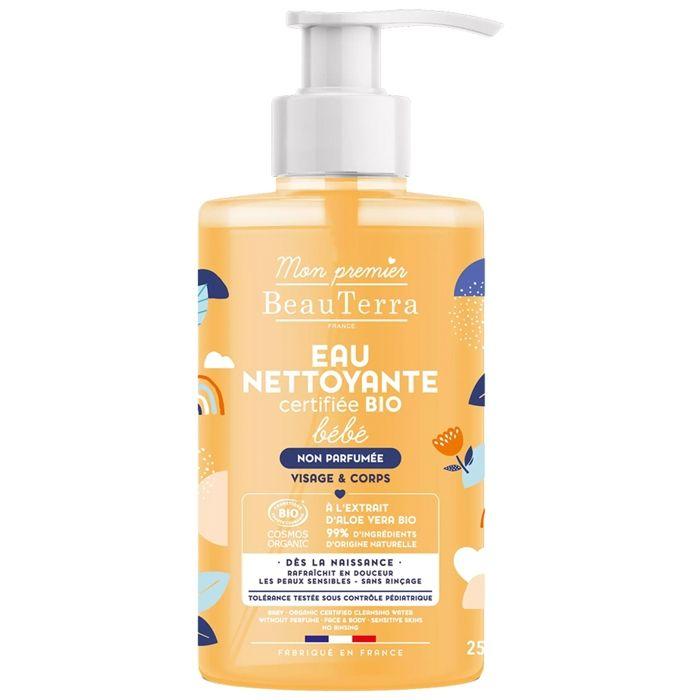 BeauTerra Eau Nettoyante Bébé Sans Parfum Visage et Corps Bio 750ml