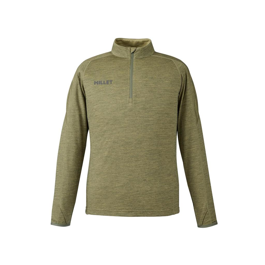 Mountain Climbing Inner Caster Wool II Zip Long Sleeve MIV01978 Olive XL [Millet] Men's (NEW LOGO)