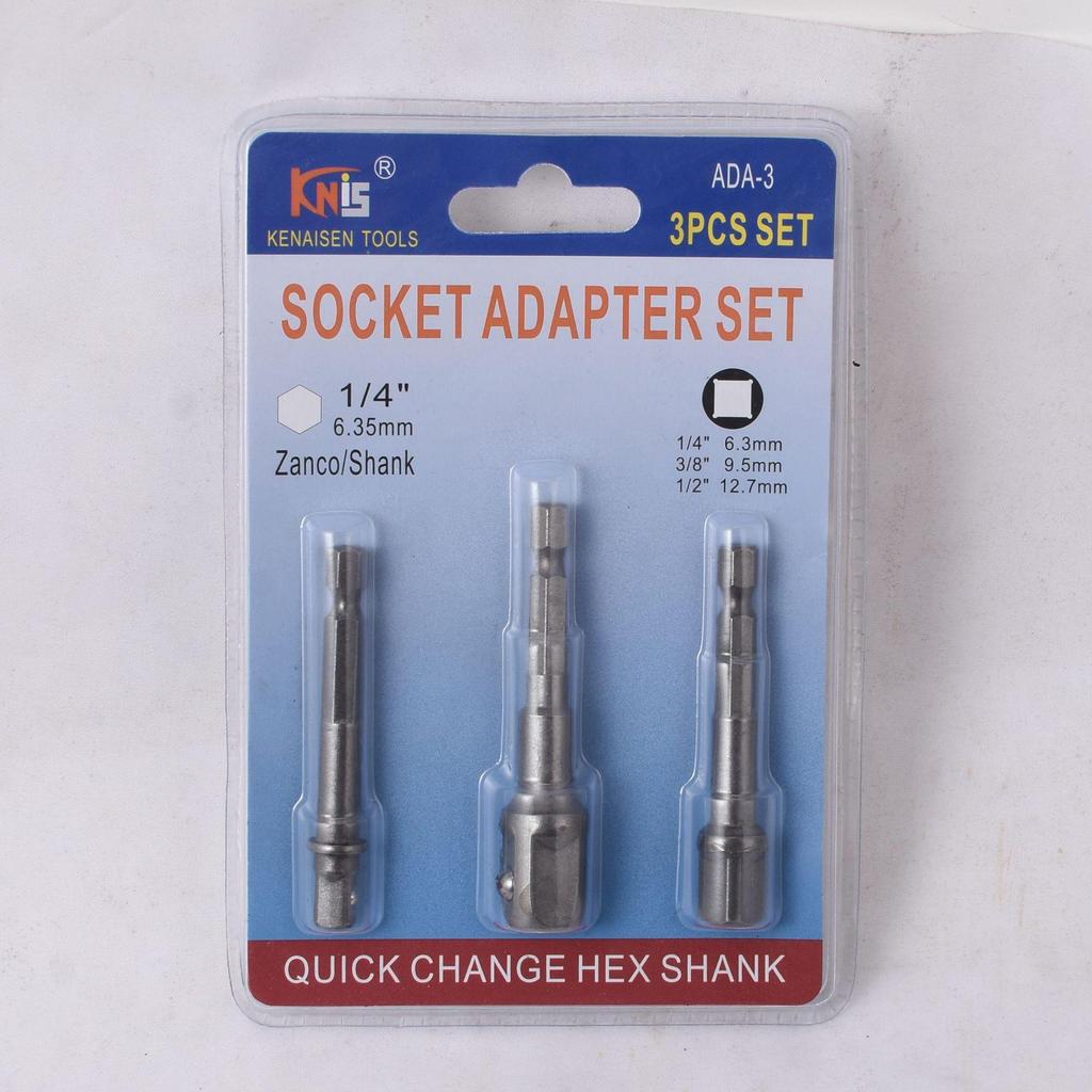 3-Piece Steel Ball Joint Extension Bar Set: Electric Hex Shank Air Wrench Adapter 1/4", 1/2", 3/8"