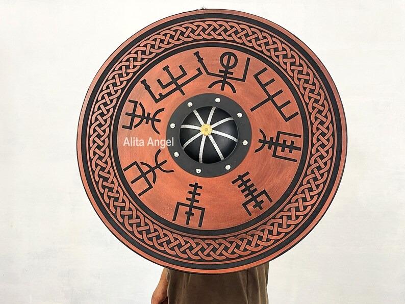 

Viking Helm of Awe Shield: Battle Ready Wooden Cosplay Shield коричневий