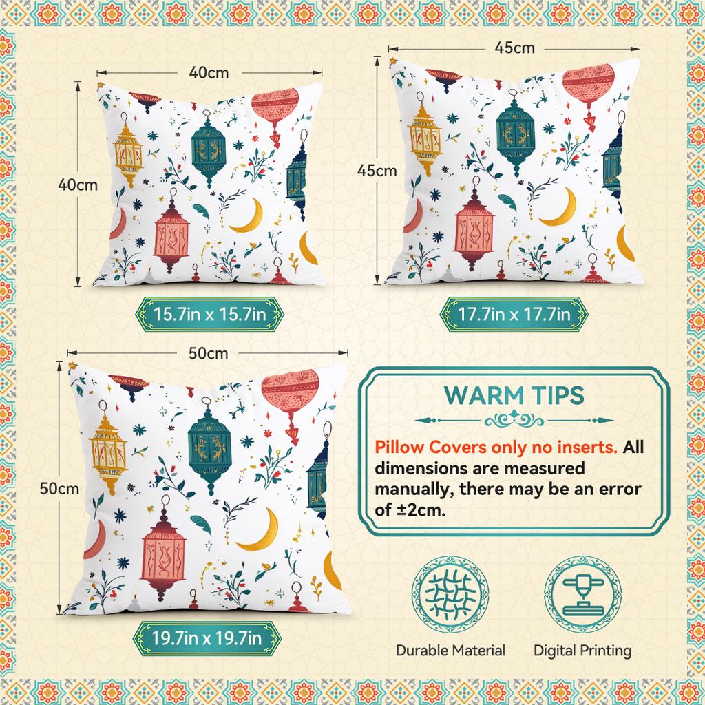 Ramadan Lantern Flowers Pillowcase Bedroom Sofa Cushion Cover 100% Polyester Living Room Cushion Pillowcase Home Decor