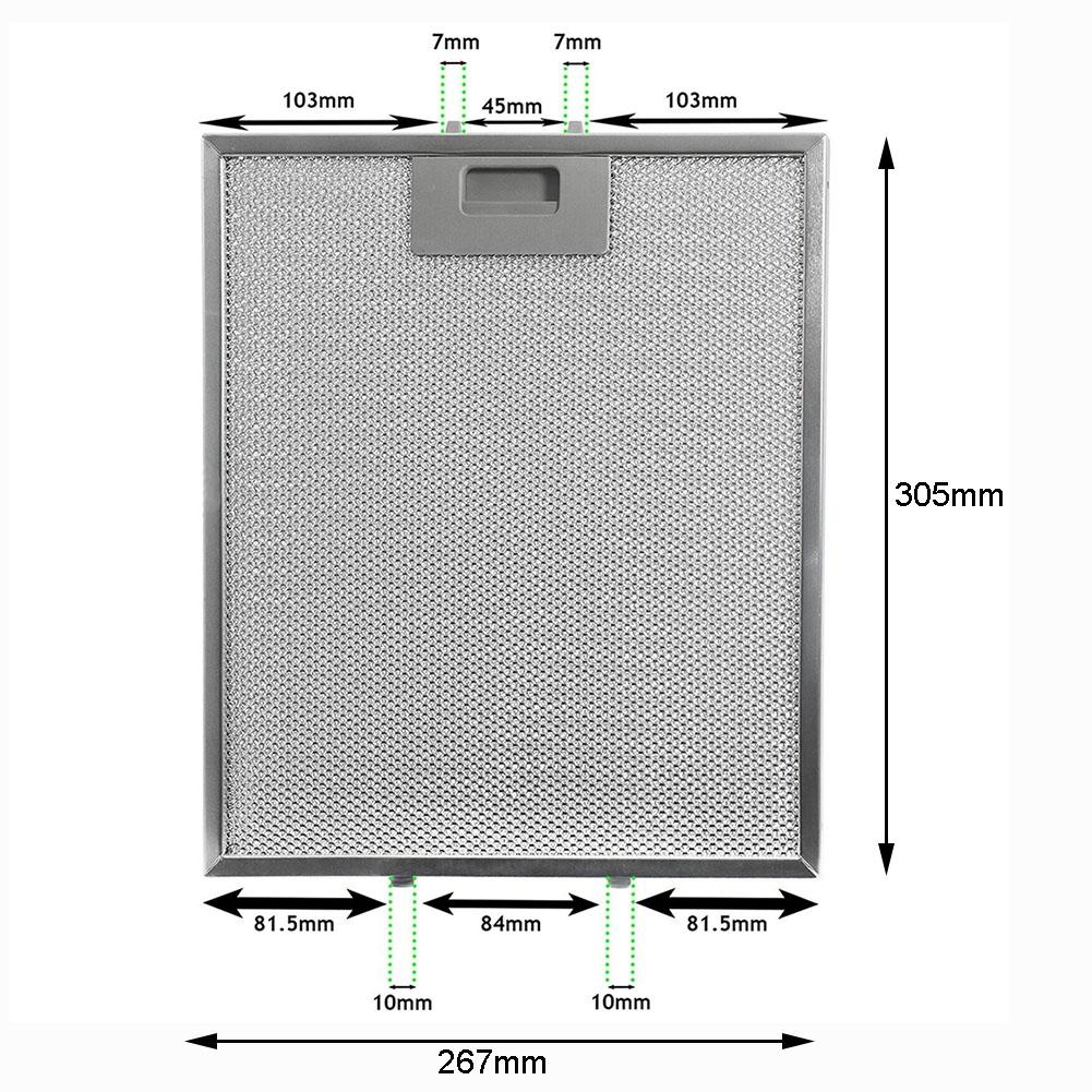 Sølv komfyrhette filtre Metal Mesh Extractor Vent Filter 305 x 267 x 9mm