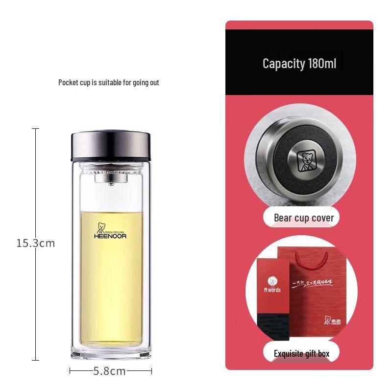Xinuo Double-Layer Insulated Glass Water Bottle