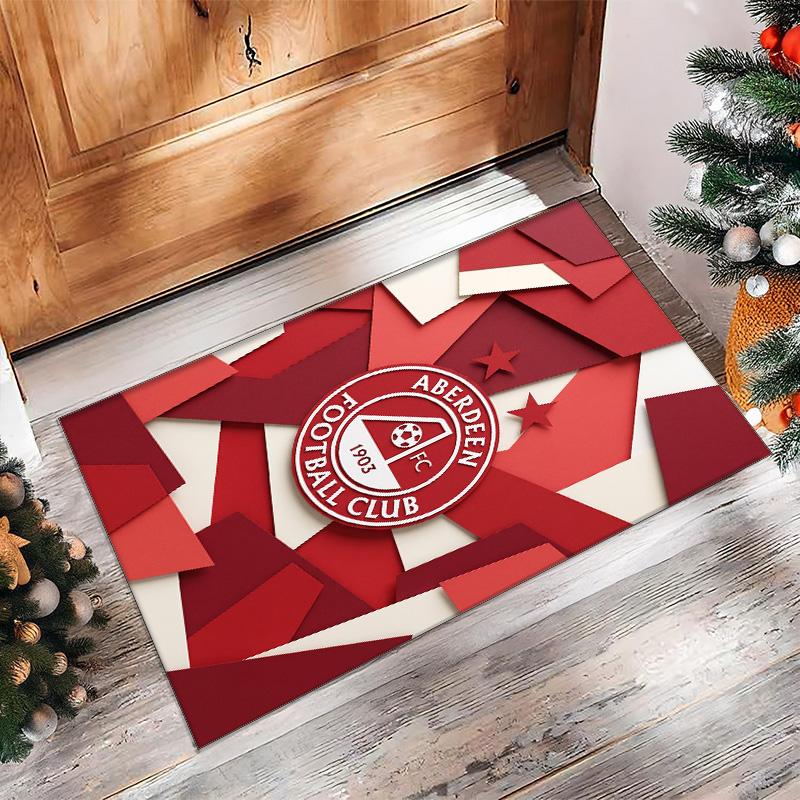 Aberdeen FC Soccer Football Pattern Soft Area Rug Non Slip Indoor Floor Carpet Sports Decor Mat for Bedroom