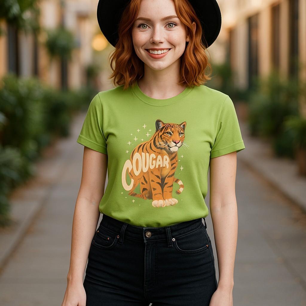 Cougar Graphic Tee Unisex Cotton Shirt, Animal Lover Gift Wild Cat Tee, Sexy Tee XL