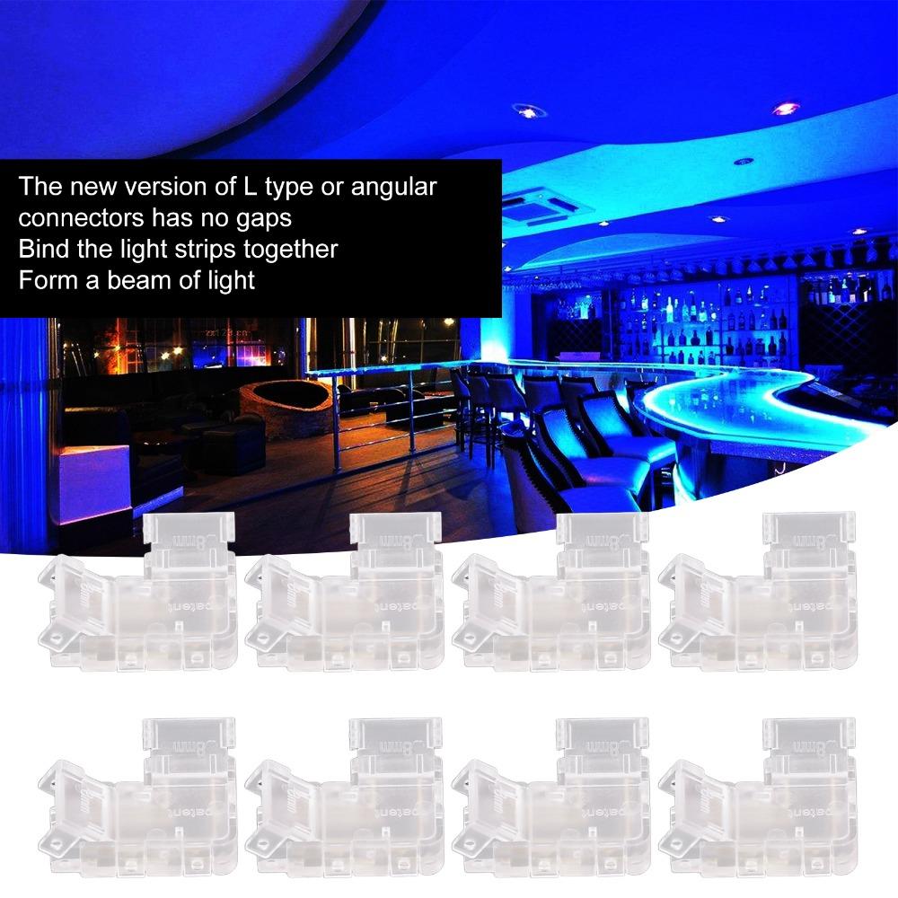 8pcs 8mm Strip Light Connector Transparent LED Strip Connector  For COB LED Strip Light