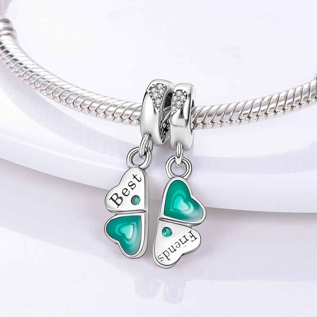 Silver Plated Butterfly Ladybug Cactus Lucky Four Leaf Clover Dangle Charm Beads fit Charm Bracelet Original Jewelry