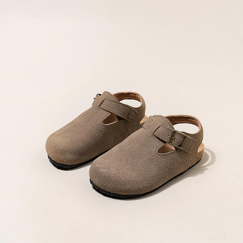 

Детские сандалии ретро на липучке для мальчиков и девочек, пляжная обувь, нескользящая мягкая подошва, лето 2025, новые детские мокасины, круглый носок, классические 26 хаки
