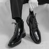 Men’s High Top Black Leather Boots Dress Formal Business Retro Brown Ankle Boots Tuxedo Purple Wedding Shoes Plus Size