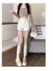 2024 Women's High Waist White Booty Shorts - Summer Elastic Leggings