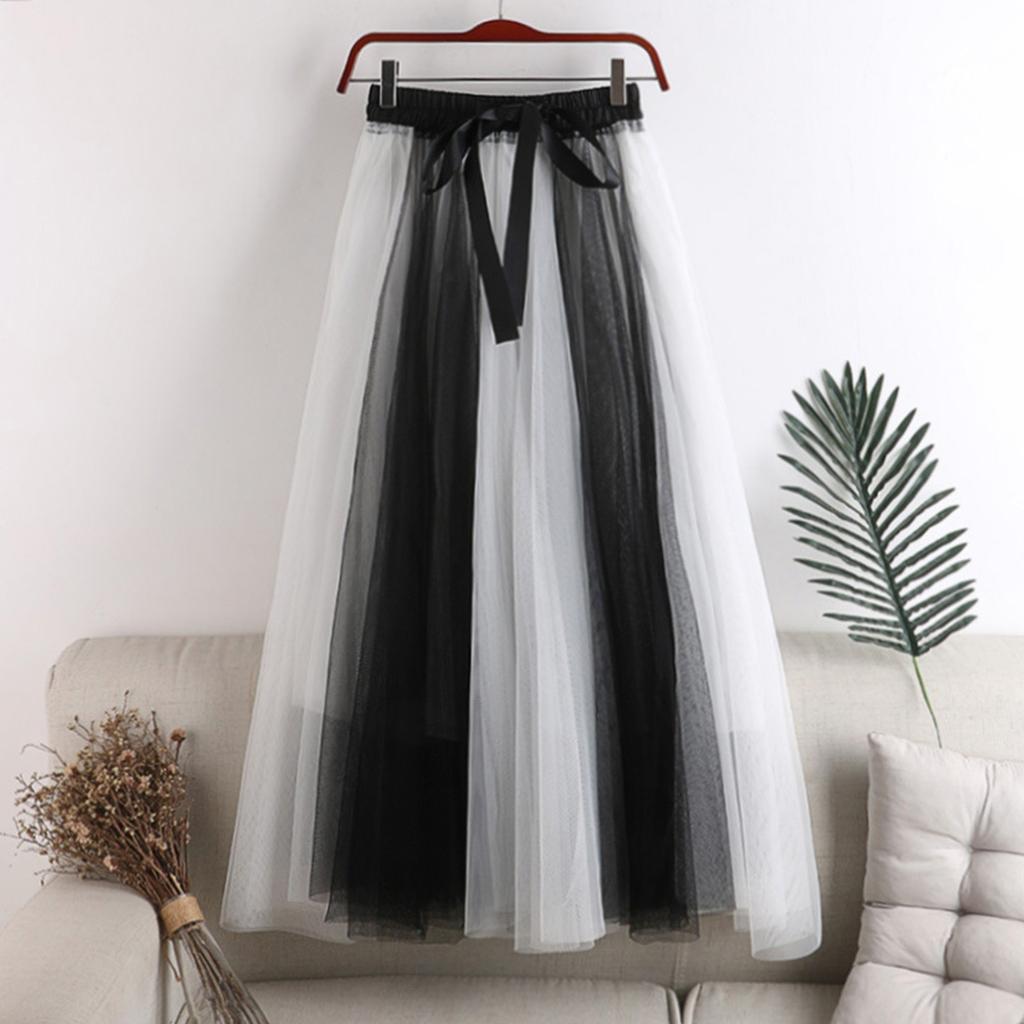 Women's Fashion Solid Color Half Skirt Party Ballet Puff Skirt Mesh Skirt