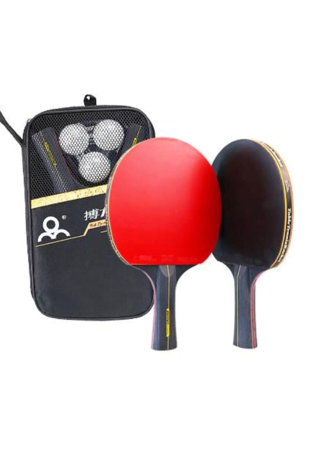 

Table Tennis Racket Set Long with Storage and Lightweight Wooden Ping Pong Bag (2 Rackets) Bag, Balls, (Product Code 2)